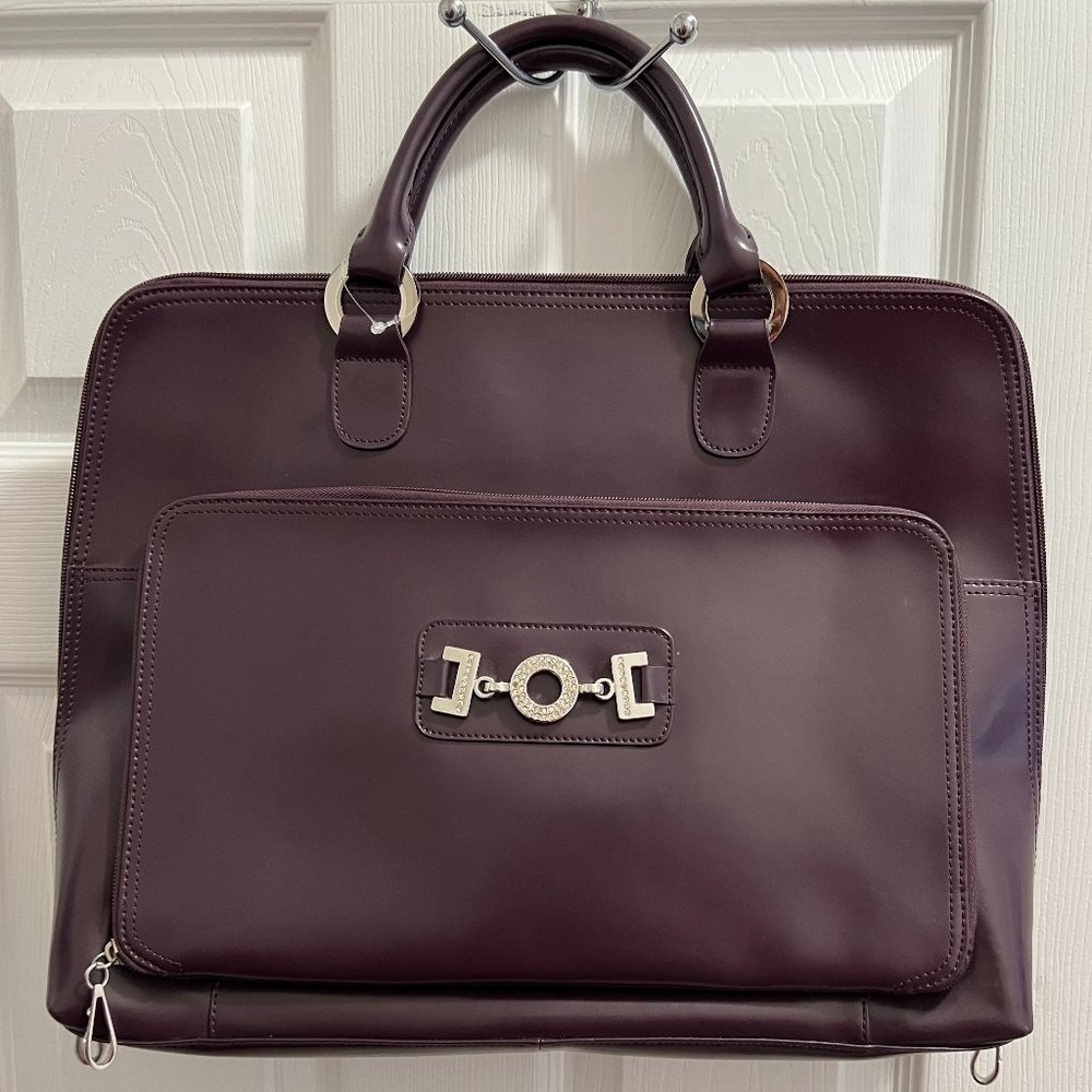 Metro Chic by Jeva Women's Burgundy Large Handbag/Laptop Bag & Crystal Bling .